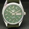 REFURBISHED SEIKO 5 AUTOMATIC MENS WATCH JAPAN MADE GREEN DIAL CUSTOM A440093-2 QV90-a440093