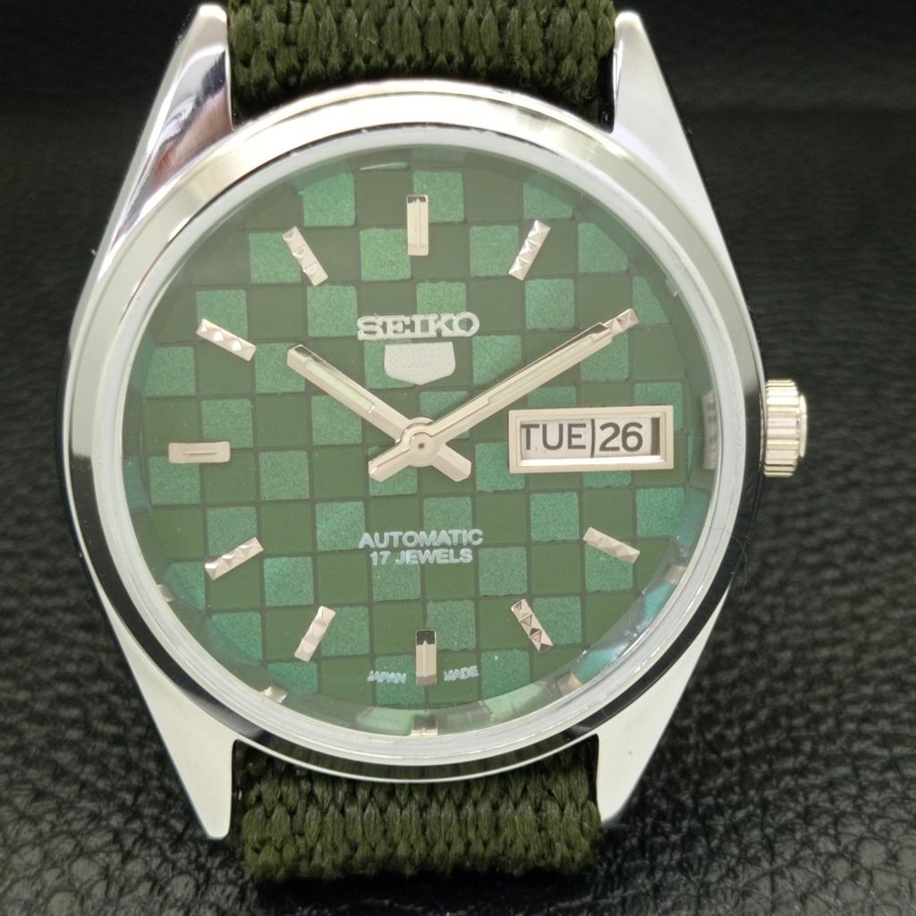 REFURBISHED SEIKO 5 AUTOMATIC MENS WATCH JAPAN MADE GREEN DIAL CUSTOM A440093-2 QV90-a440093