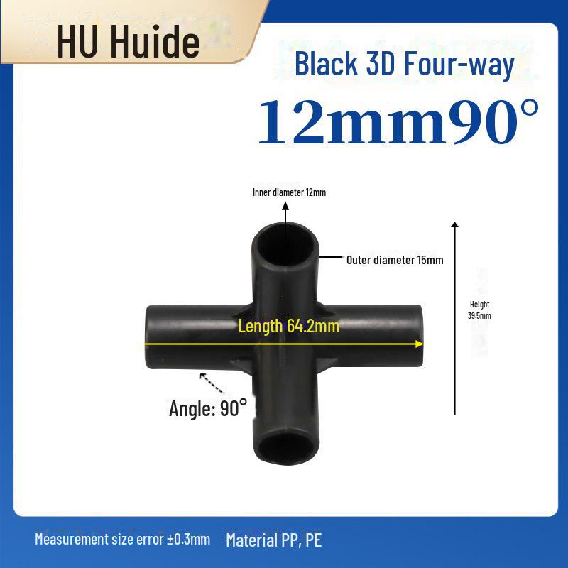 Three-Dimensional Plastic Right Angle Joint Connector for Tent and Studio Accessories