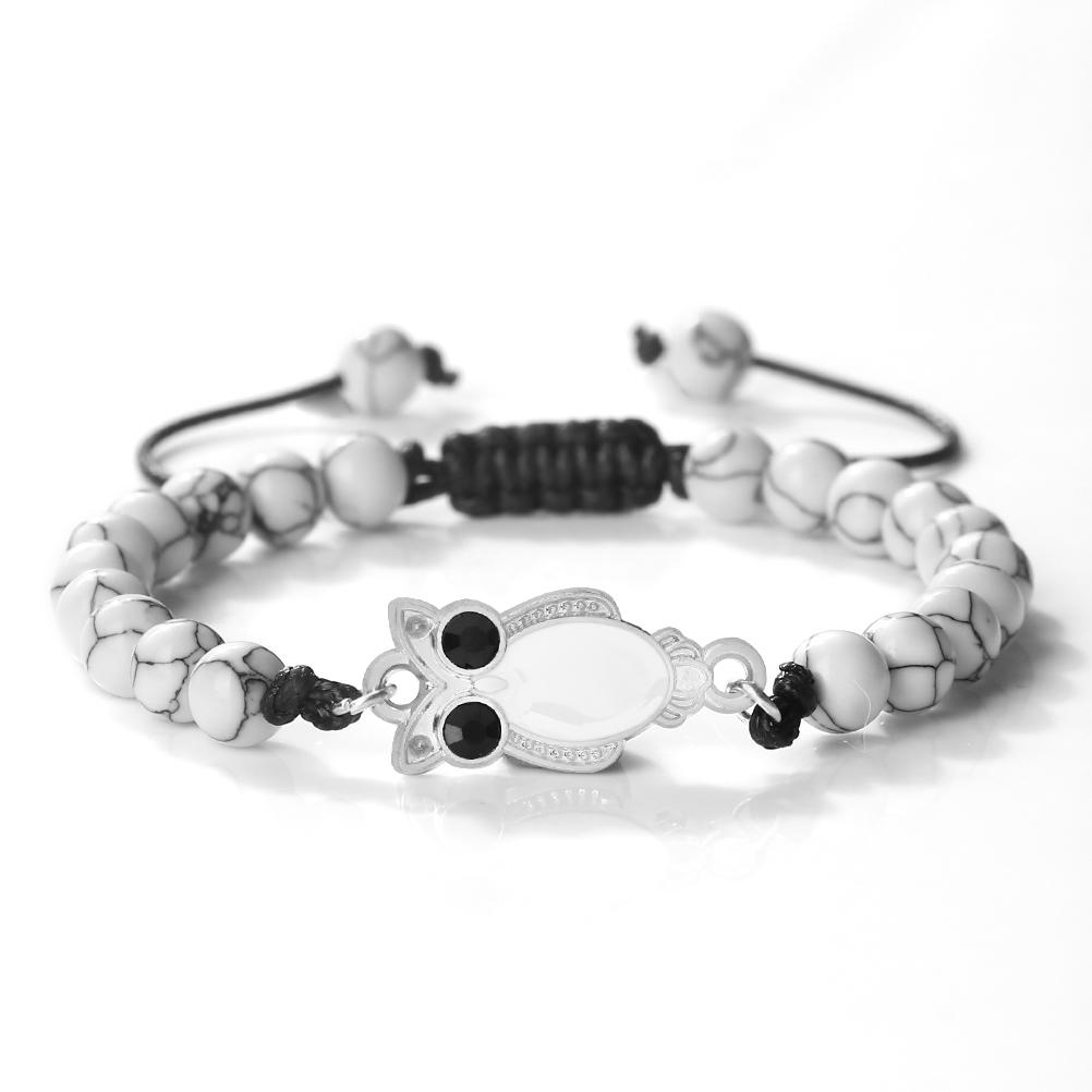 6mm Owl Pendant Black Matte Bracelet For Men Adjustable Animal Charm Bangle Boho Gothic Jewelry Gift Idea Unisex  Fine Accessory