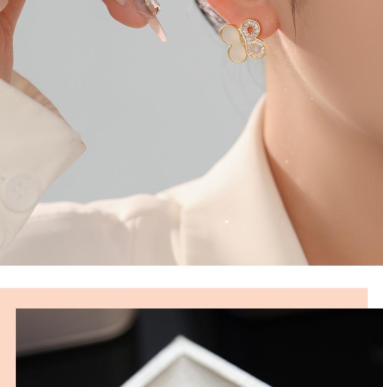 Elegant Four-Leaf Zircon Flower Earrings – Luxurious and Versatile Design for Women