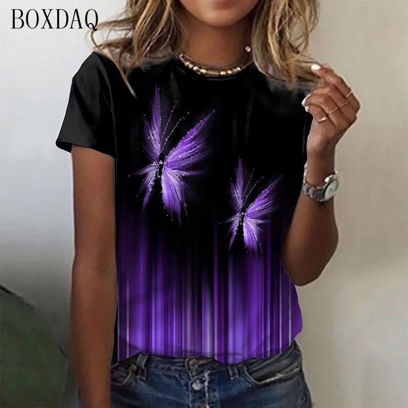 

Градиент и бабочка Графический женский уличный стиль футболки короткий рукав 3D принт женская летняя футболка 6XL плюс размер повседневные топы L