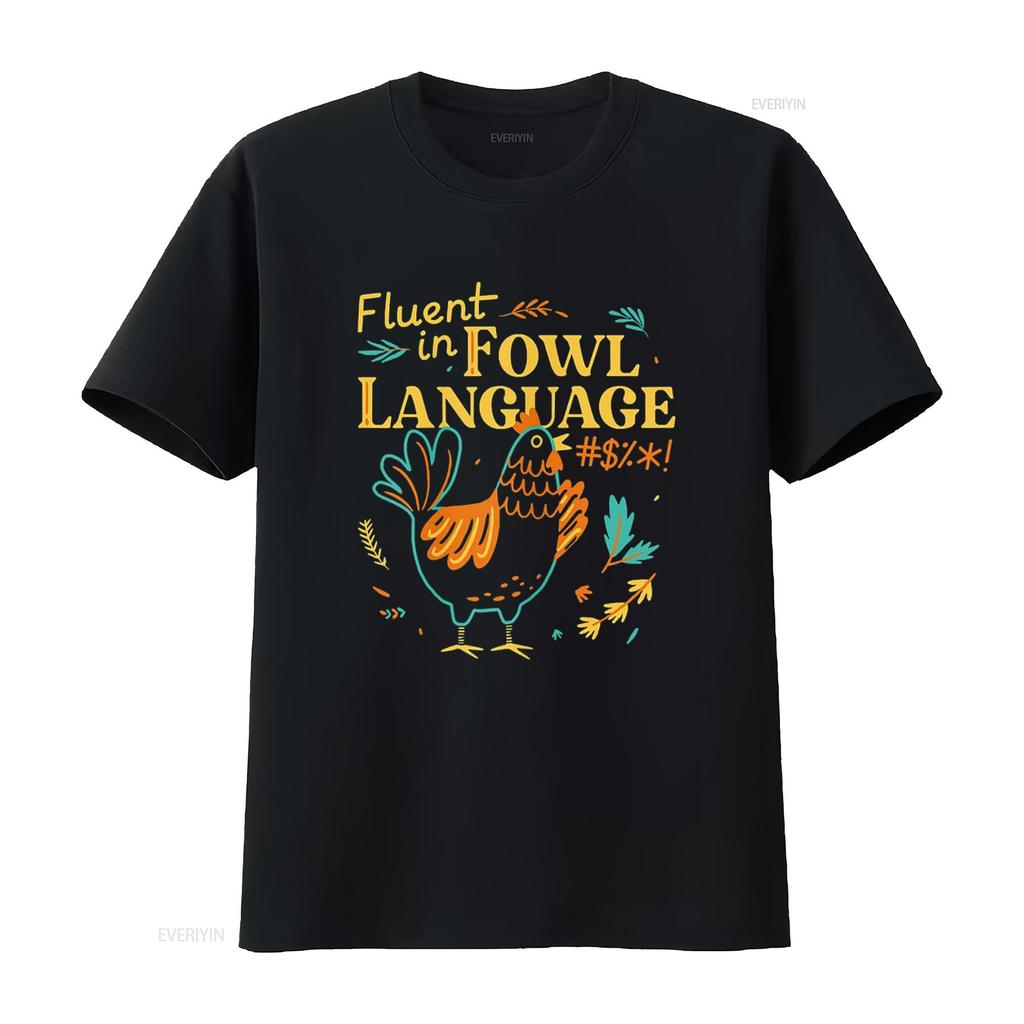 Vivay Fluent In Fowl Language Funny Novelty Chicken Lover T Shirt for Women s vintage Washed fashion streetwear Breathable