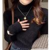 Winter Büro-dame Nerz Fleece Warme Pullover Mode Verdickt High-neck Strickwaren Beiläufige Gestrickte Langarm Pullover Frauen 29784
