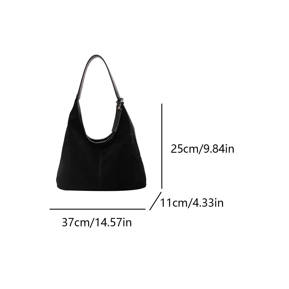 Women Suede Tote Bag Slouchy Retro Handbag Magnetic Closure Large Capacity Purse for Work Travel