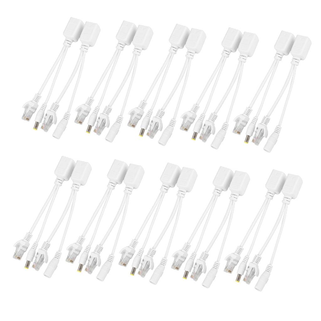 10 Pair IP Camera POE RJ45 Cable Power Over Ethernet Adapter Injector Splitter DC 12 V