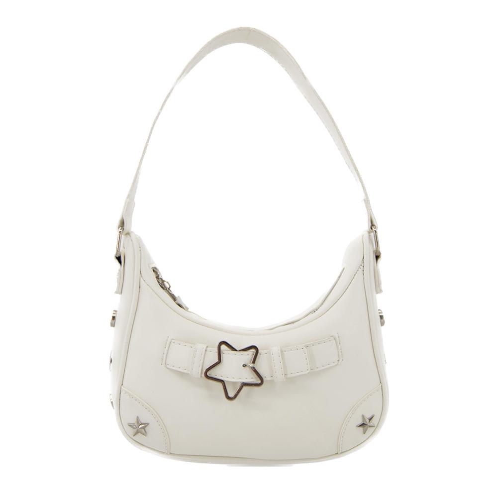 

Наплечная сумка для женщин, Милая сумка с заклепками в эстетике Y2k, Маленькая ПУ сумка, Острая винтажная сумка-звезда, Панк трендовая женская сумка белый