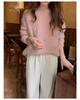 Women's Gentle Style Cashmere Round Neck Cardigan - Autumn Winter Twist Flower Knit Sweater