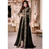 European And American Fashion Stand-up Collar Lace Chiffon Dress Retro Style Women's Long-sleeved Lace Stitching Waist Long Skirt