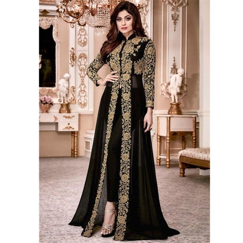 European And American Fashion Stand-up Collar Lace Chiffon Dress Retro Style Women's Long-sleeved Lace Stitching Waist Long Skirt