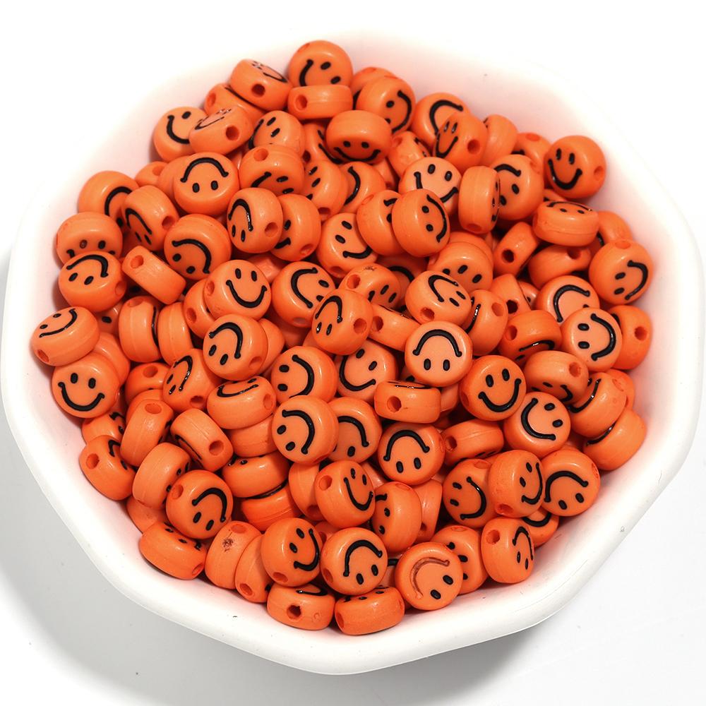 100pcs 7mm Acrylic Smile Face Beads Multicolor Round Shape  Loose Spacer Bead for Jewelry Making DIY Charms Bracelet Necklace