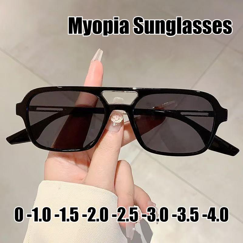 New Fashion Myopia Sunglasses Retro Square Frame UV Protection Fashion Sunglasses Men Women Aviator Style Myopia Glasses -4.0