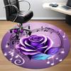 1pc Purple Rose Musical Notes Chair Carpet for Office Non Slip, Machine Washable Rug for Office, Room Holiday Decor for Christmas, Birthday Polyester