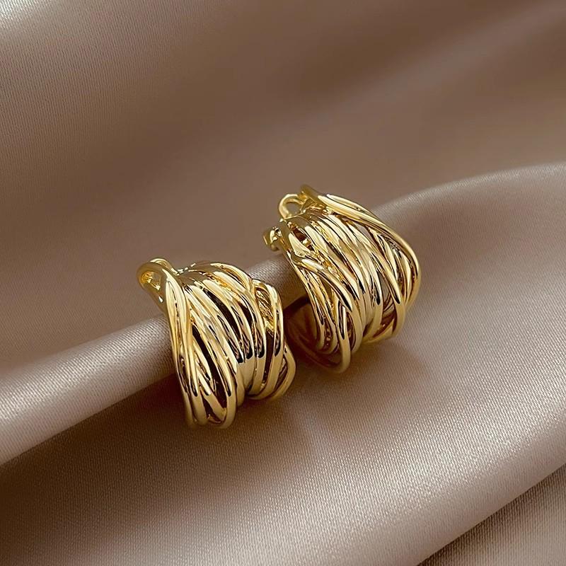 

Huitan Noble Dainty Hoop Earrings for Women New Trendy Chic Multi-cross Design Ear Accessories Charming Versatile Party Zircon
