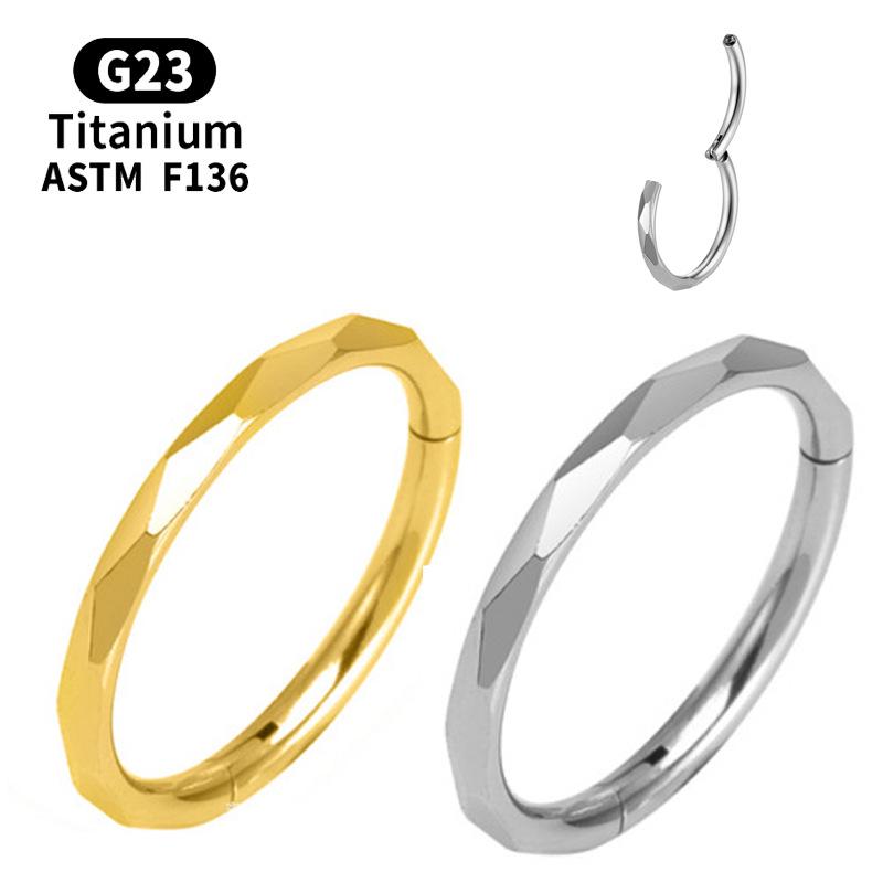 G23 Titanium Cut Rhombus Layer Stainless Steel Nose & Lip Ring 6-12mm 16G