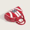 Red hard and three-dimensional striped tote bag with a sense of luxury, suitable for crossbody or hand-held use.
