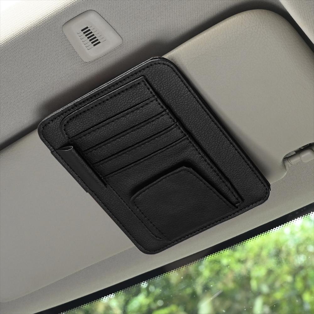 Car Sun Visor Card Clip Sunglasses Storage Box Magic Tape Clip Universal Auto Truck Internal Card Holder Sunshade Accessories