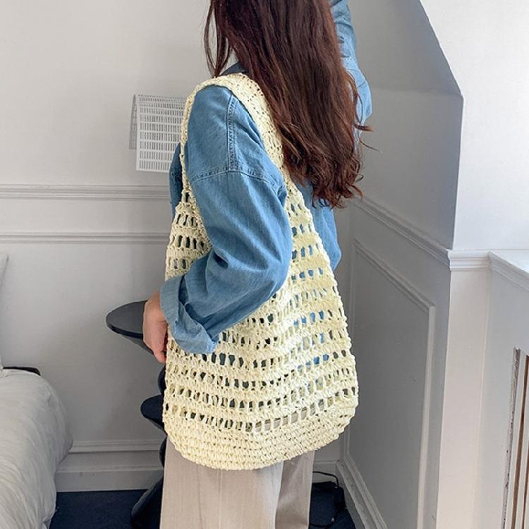 Women Straw Bag Hollow Tote Bag Shoulder Bag Fashion Shopping Bags Handbag