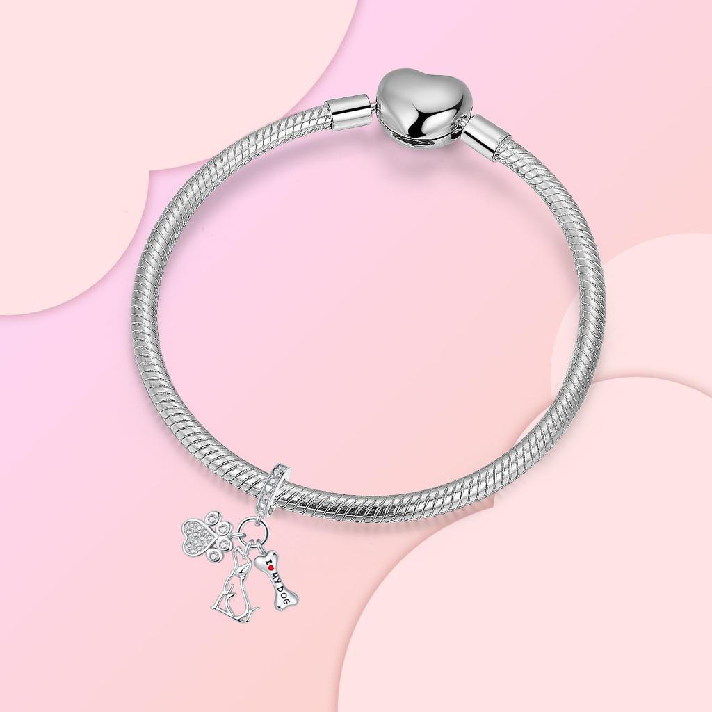 Copper Cute Dog Bone Dog Claw Pendant Charm Fit Original Charms Bracelets Women Diy Jewelry Gift