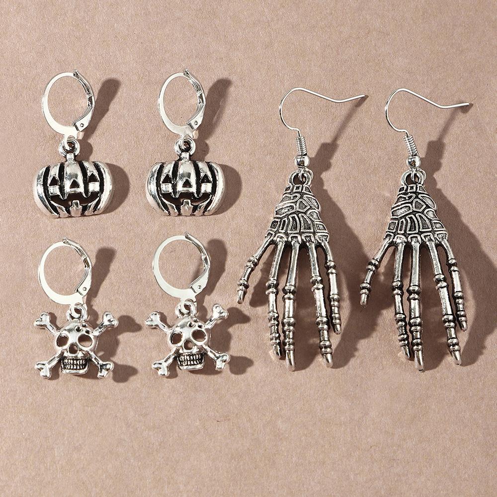 Halloween Skeleton Hand Dangle Drop Pumpkin Skull Earrings kit for Women Party