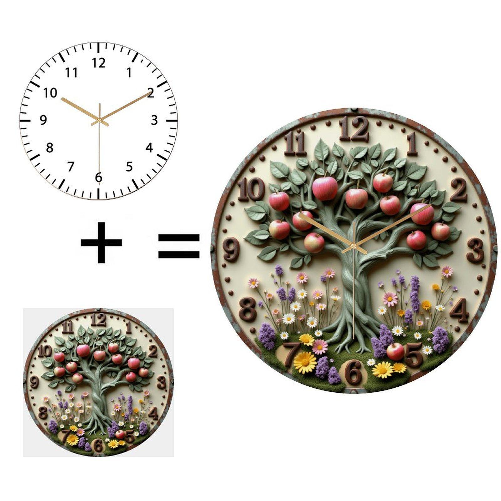 30cm Round Glass Wall Clock A Must-Have for Any Contemporary Living Environment (White,12 in(30.48cm))