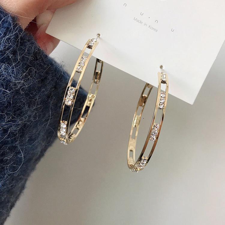 S925 Silver Needle Large Geometric Circle Earrings - Trendy Statement Hoops for Women
