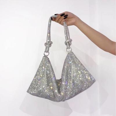 Luxury Designer Hobo Shoulder Bag  Handle with Strass  Shining Evening Bag  Clutch Bags