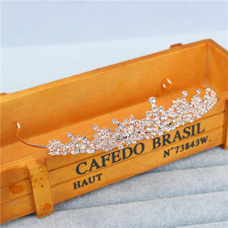 Gold Color Crystal Rhinestone Crown and Tiara Wedding Hair Jewelry Accessories for Women Bridal Tiaras Headpiece Girls Headbands