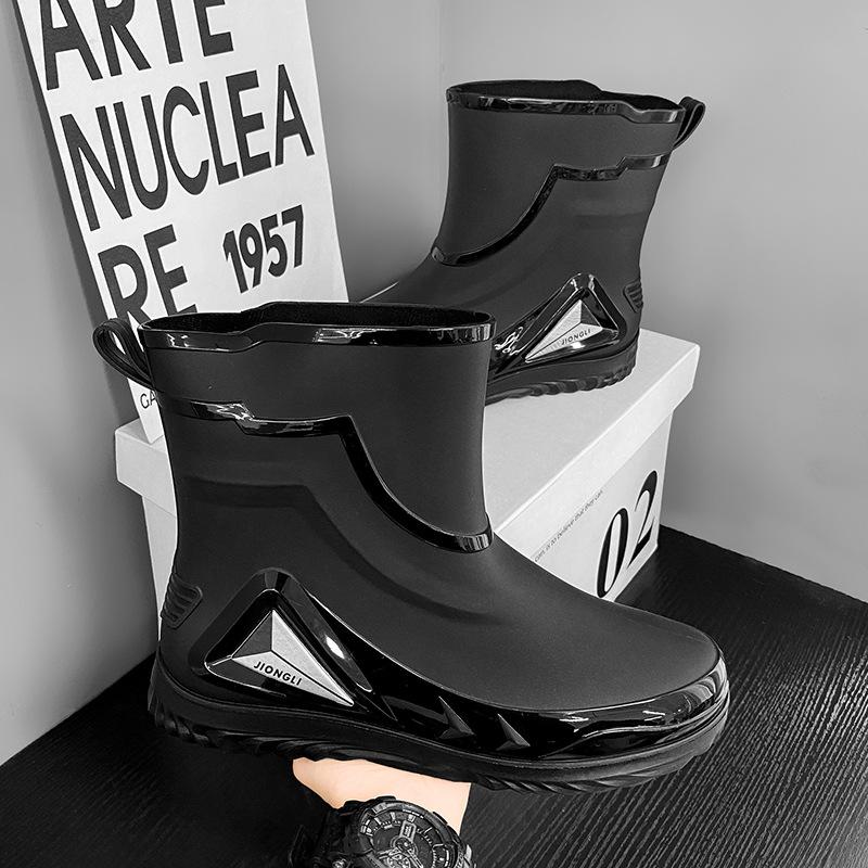 Men's rain shoes new autumn takeaway fishing special rider non-slip waterproof rubber shoes medium tube breathable work water shoes