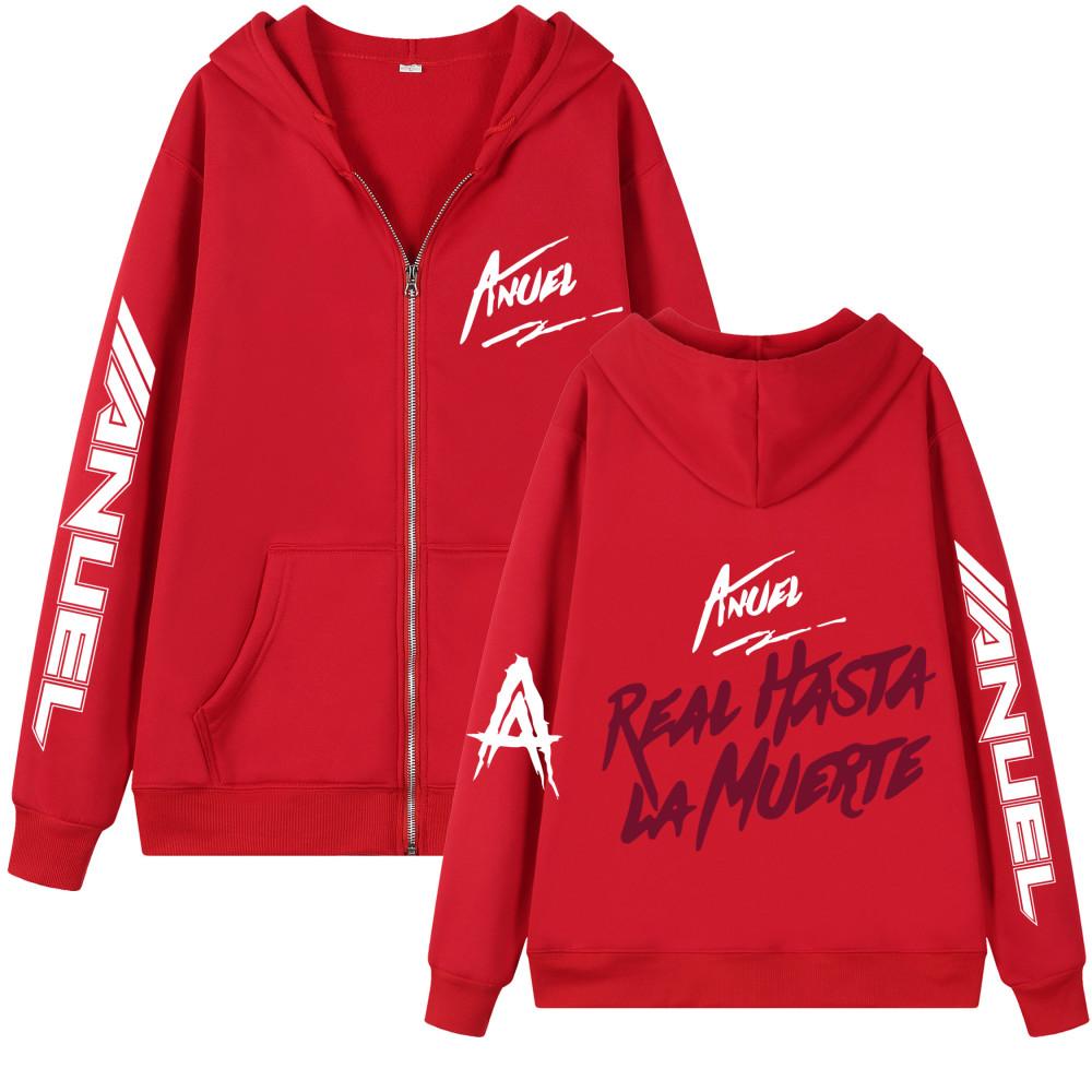 2023Anuel AA Zipper New Printed Hoodie Sweatshirt Jacket REAL HASTA LA Muerte Casual Sportswear Unisex's and Women's Anime Pullover