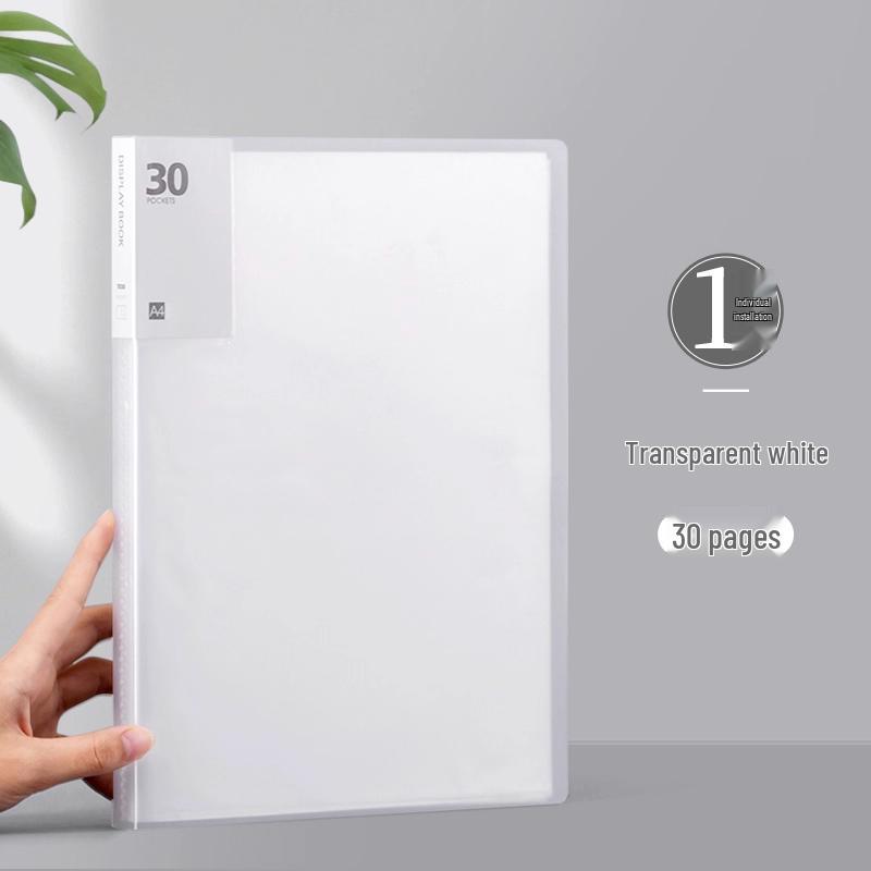 Transparent A4 Binder for Primary Students: 60-Page Insert Book, 100 Folders, Certificate Storage