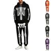 Men's Halloween Skeleton Hoodie Costume Set, Funny Novelty Sweatshirt Outfit