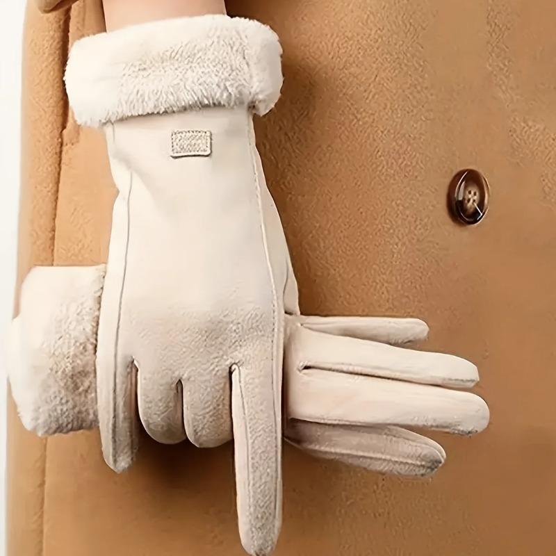 Women Touch Screen Driving Gloves Double Thick Velvet Plush Wrist Comfortable thick warm Cashmere Warm Suede Leather thick warm