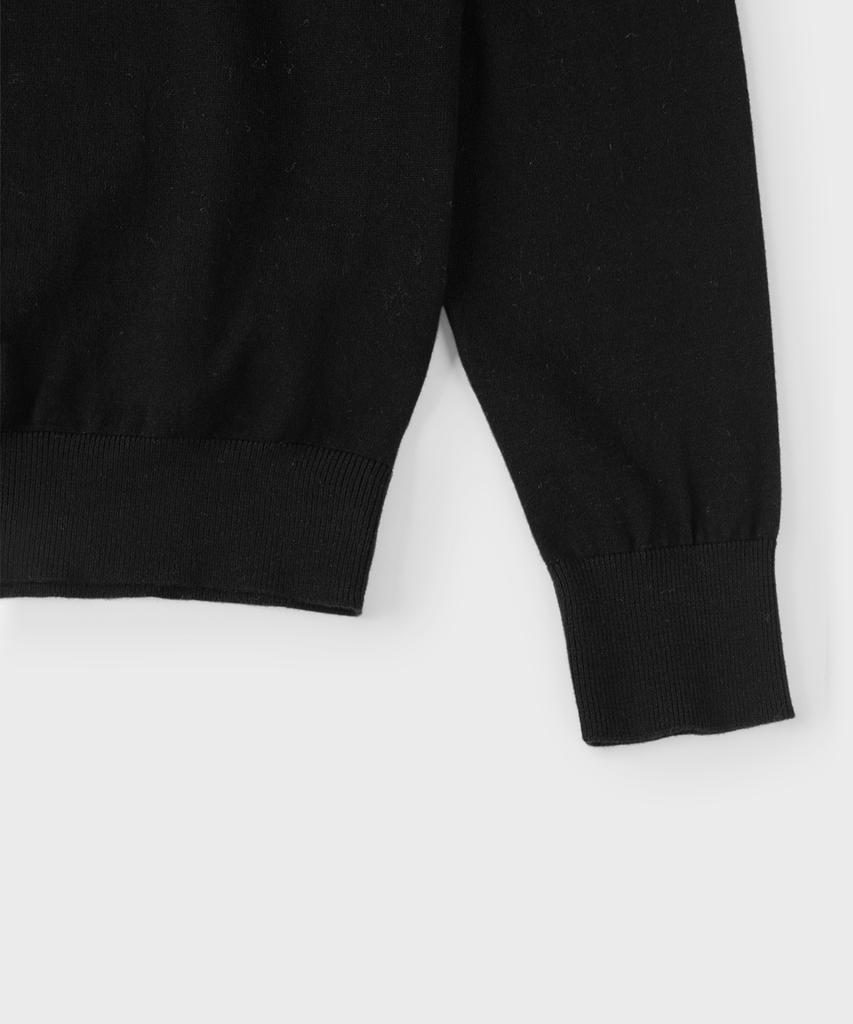 PANICALE Black V-Neck Open Collar Knit