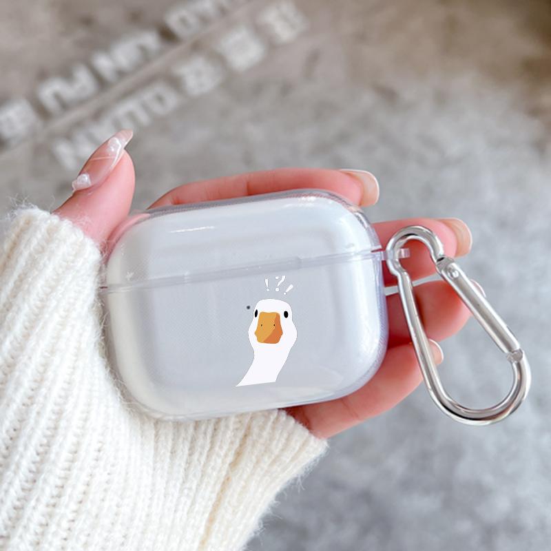 Cartoon Doubt Duck Silicone Case for Apple Airpods 2 1 Earphone Cases With Hook For Airpod Pro 3 Pro2 Clear Protective Covers