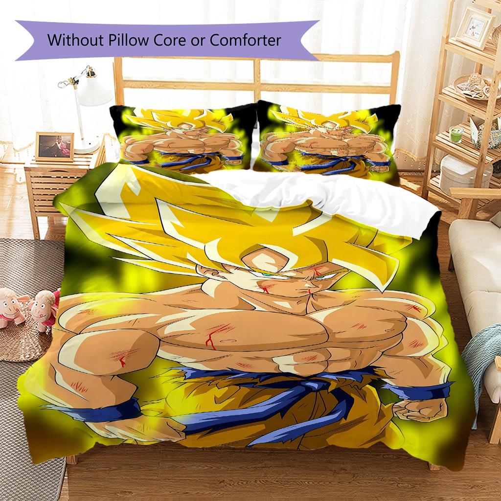Vegito Muster Bettwäsche, Steppbett Set Bettbezug Kissenbezug Zuhause Geburtstagsgeschenk (1 Bettbezug + 2 Kissenbezüge, ohne Füllung)