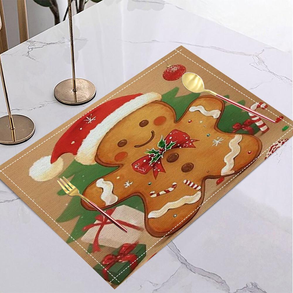 Christmas Themed Linen Placemats Snowman Tree Place Mats Christmas Table Placemats Xmas Dining Kitchen Party Decor