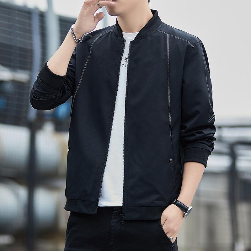 New Spring, Autumn and Winter Stand-up Collar Jacket Men's Trendy Blue Casual Trendy Coat