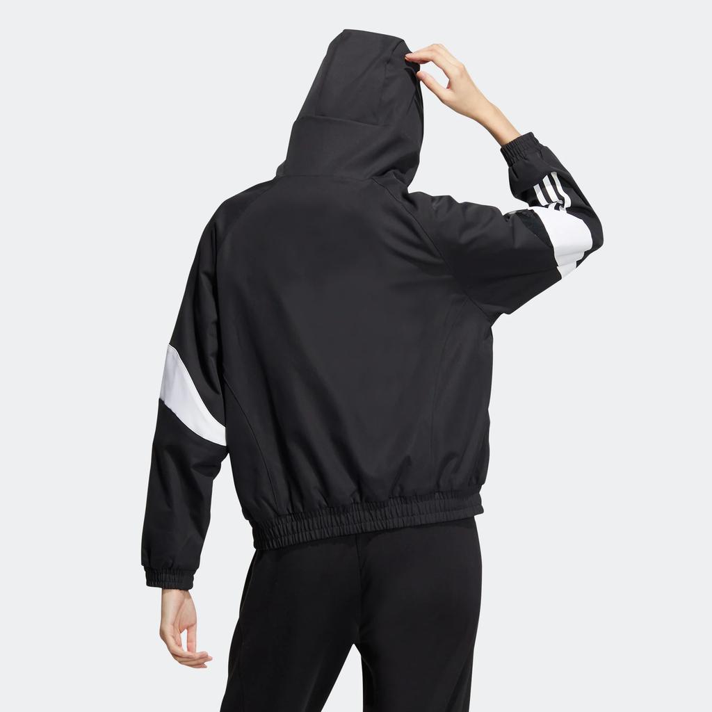 Adidas Focus Woven Jacket With Embroidered Logo And Stripes Women Outerwear Black HY2811