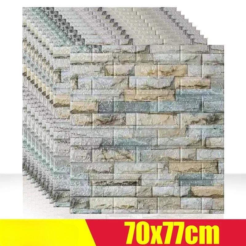 1/5/12pcs Foam 3D Wall Decor Sticker Waterproof Self-adhesive Brick Wallpaper DIY Living Room Wall Sticker Background for Office