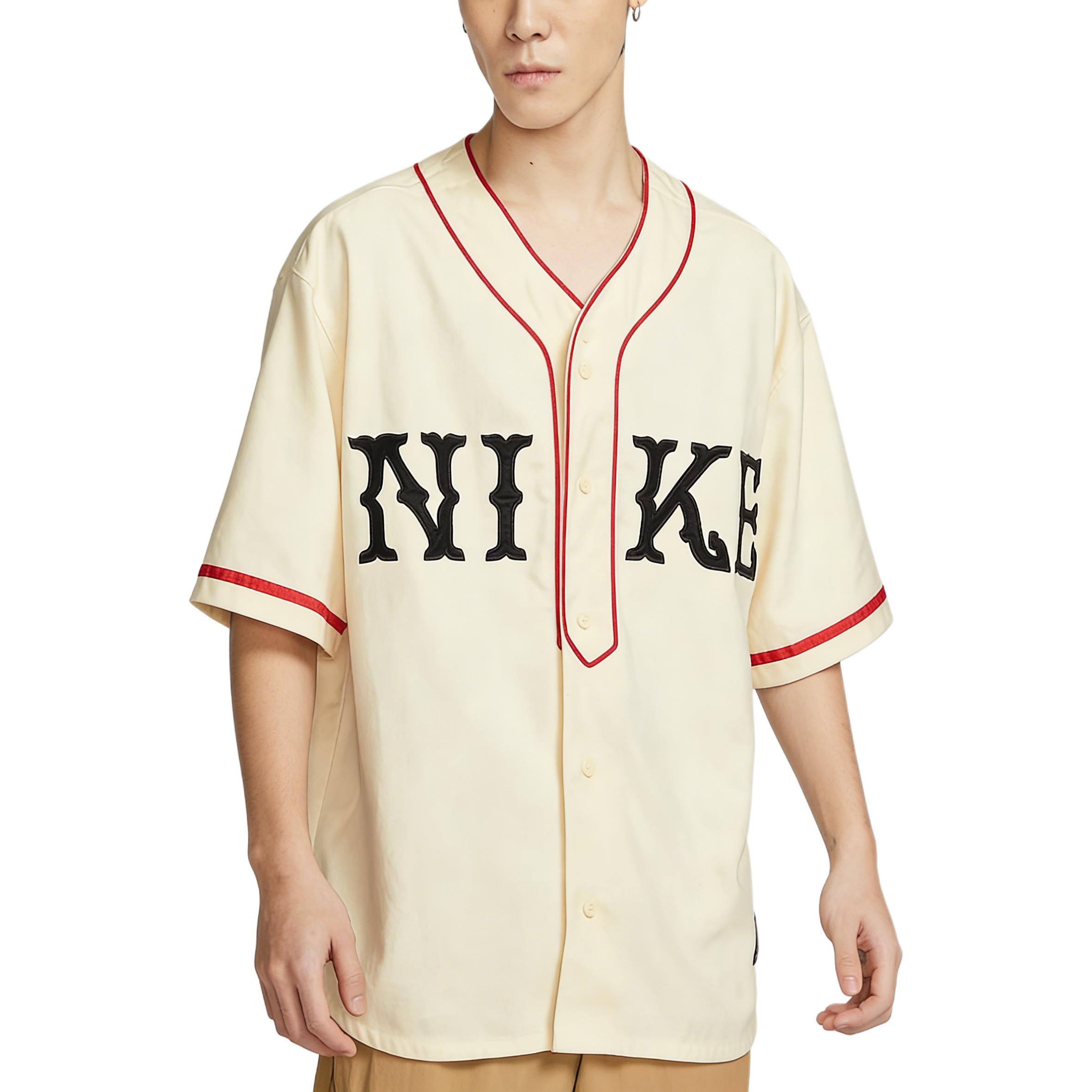 

Nike Letter Brand Logo Single Button Loose Short Sleeve Shirt Men shirts IF2230-113 S