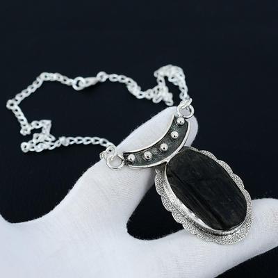 Black Tourmaline Necklace, Black Tourmaline Gemstone, 925 Sterling Silver Necklace, Natural Black Tourmaline Jewelry For Women For Gifts