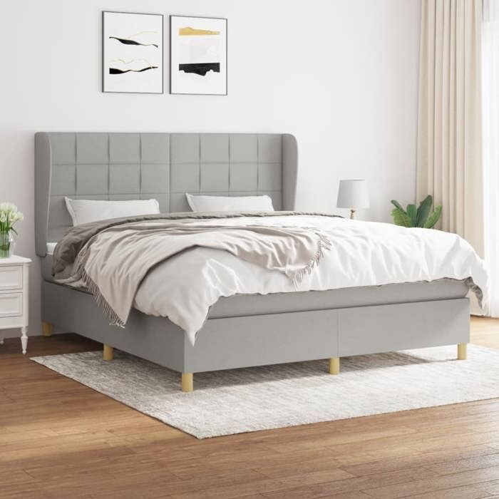 3128533 vidaXL Divan Bed with Mattress Light Grey 160x200cm Fabric