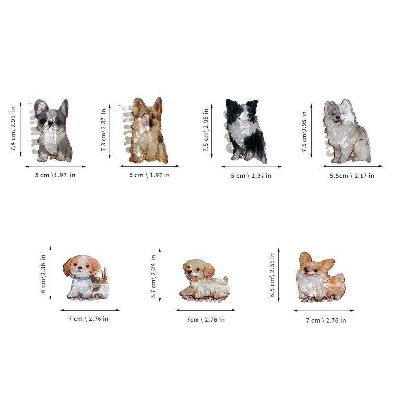 Fofos Animais Pequenos Cachorrinho Presilhas de Cabelo de Acrílico Parte de Trás da Cabeça Presilha Tubarão Desenho Animado Samoye Corgi Border Collie Garra de Cabelo Presilha Acessórios