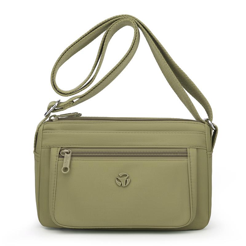 

Женская сумка среднего возраста, однотонная легкая нейлоновая сумка, маленькая квадратная сумка, сумка через плечо темно-зеленого