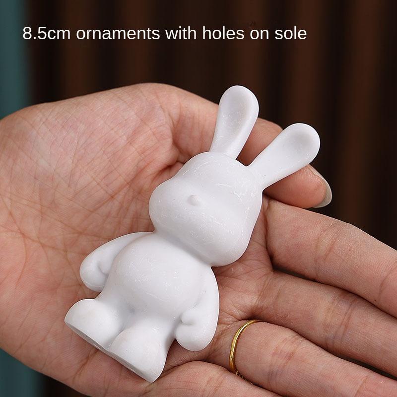 New DIY Paint Fluid Animal Bear Rabbit Lucky Dragon White Hand Painted Home Decoration Doll Toy Statue Deposit Can Handmade Gift