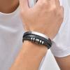 Black Multi Layers Leather Bracelet for Men,Metal Tube Charm Handmade Braided Rope Leather Bracelet,Gift for Husband Dad Son