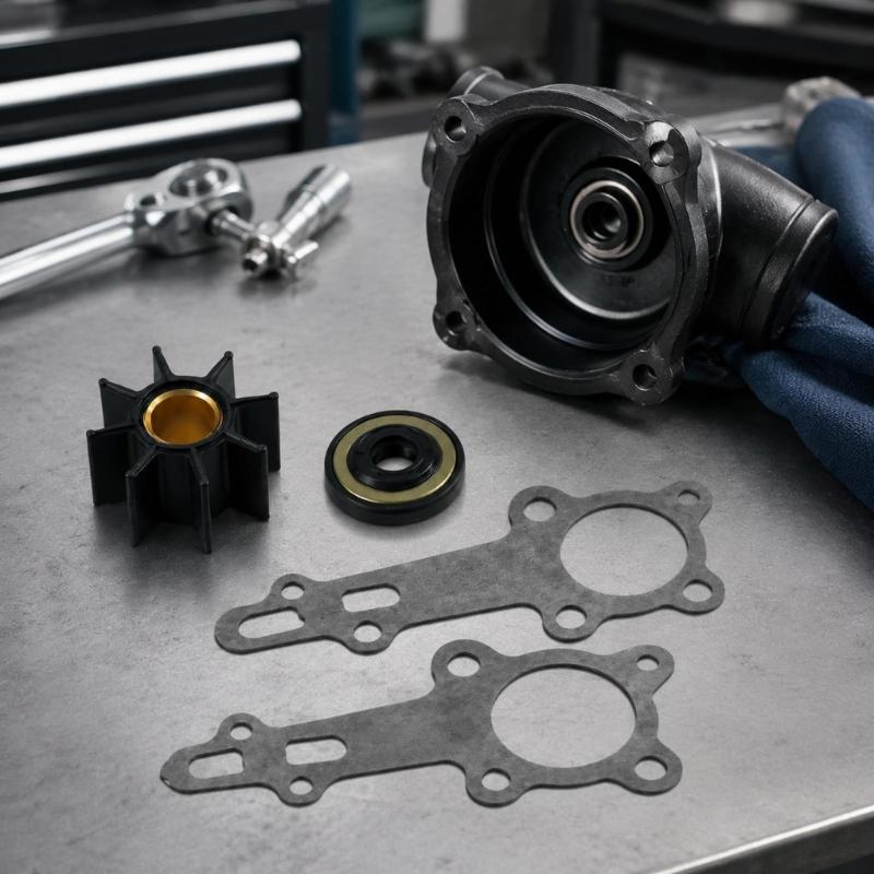 Black Outboard Water Pump Impeller Kit, 06192-881-C00 Chloroprene Rubber Replacement Part with Metal-Tone Center Bushing for Pump Service and