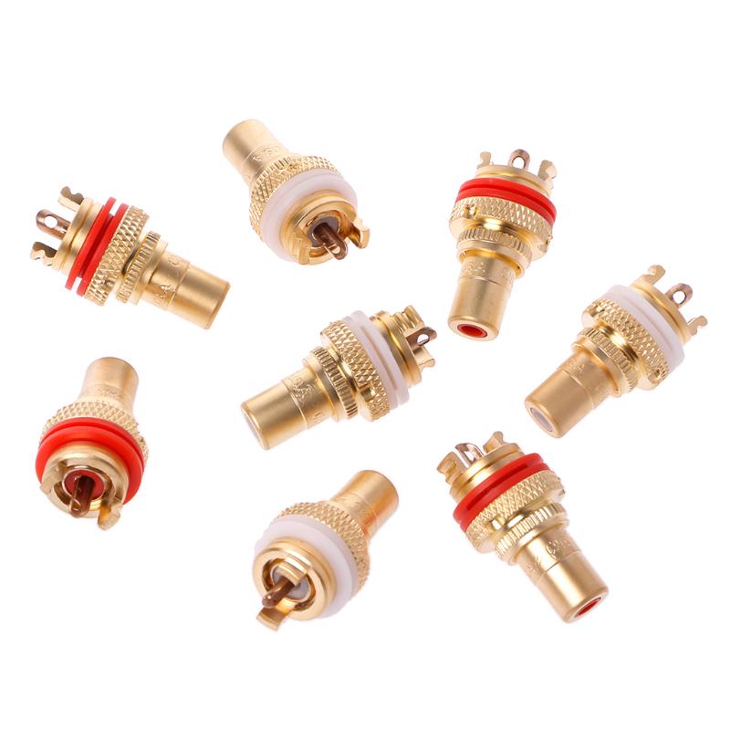 8PCS Red+White HIFI  Socket Socket Chassis High Quality CMC Female Connector