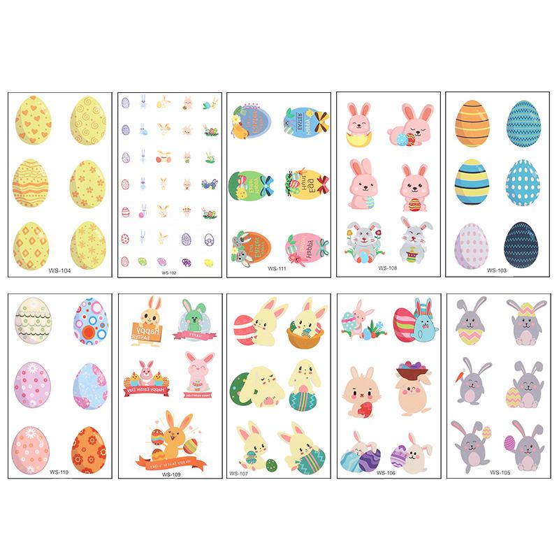 

10sheets Easter Temporary Tattoo Stickers Cute Bunny Eggs Sticker DIY Decoration Easter Birthday Party Supplies Kids Gift 2026